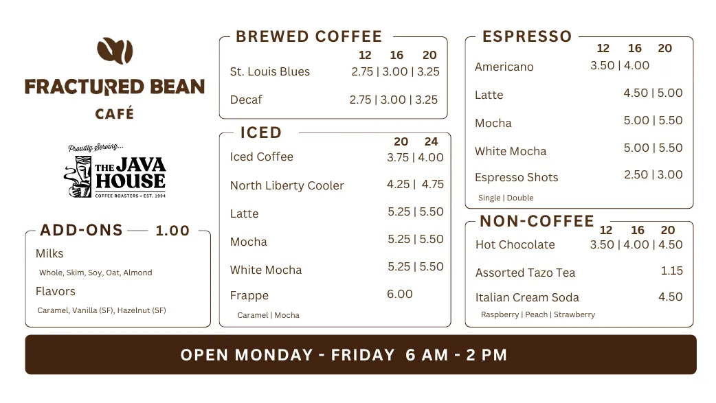 Fractured Bean Coffee Shop University of Iowa Health Care